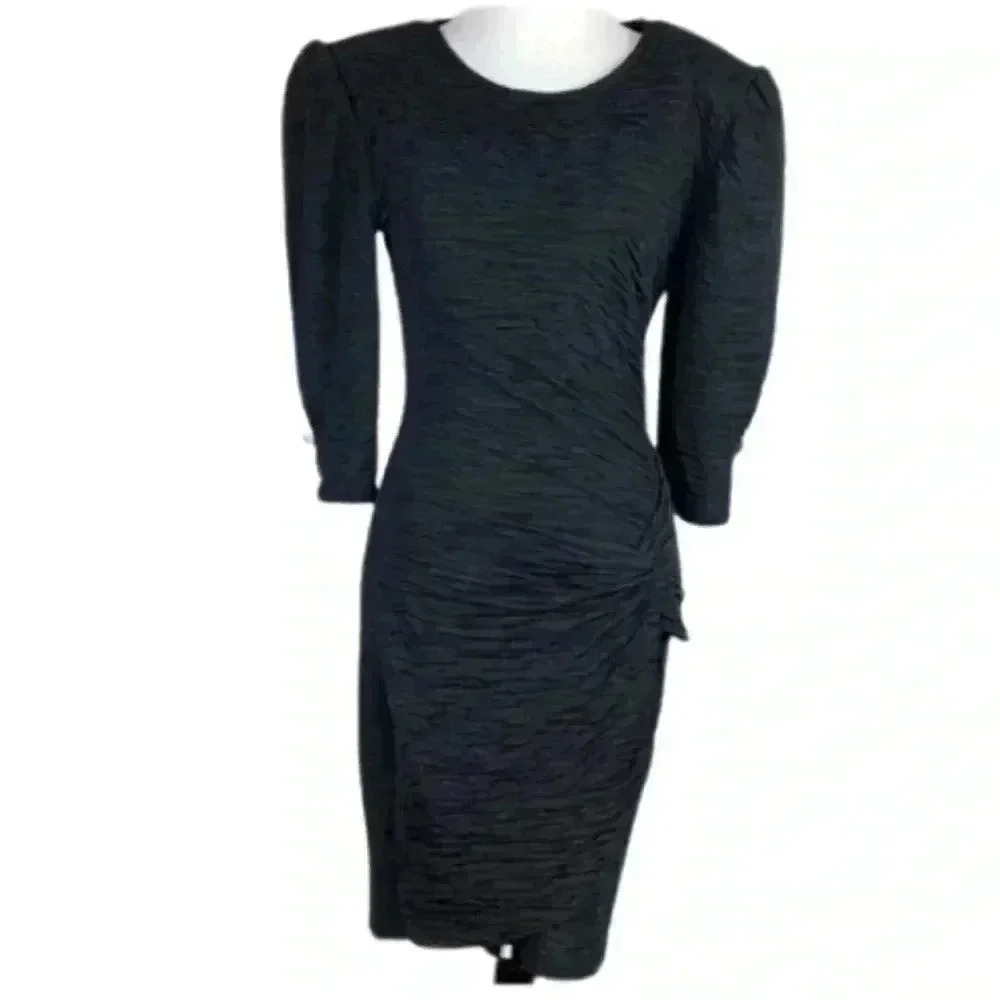 Vintage how sweet it is black wiggle dress 80s 90s 3/4 sleeves party formal